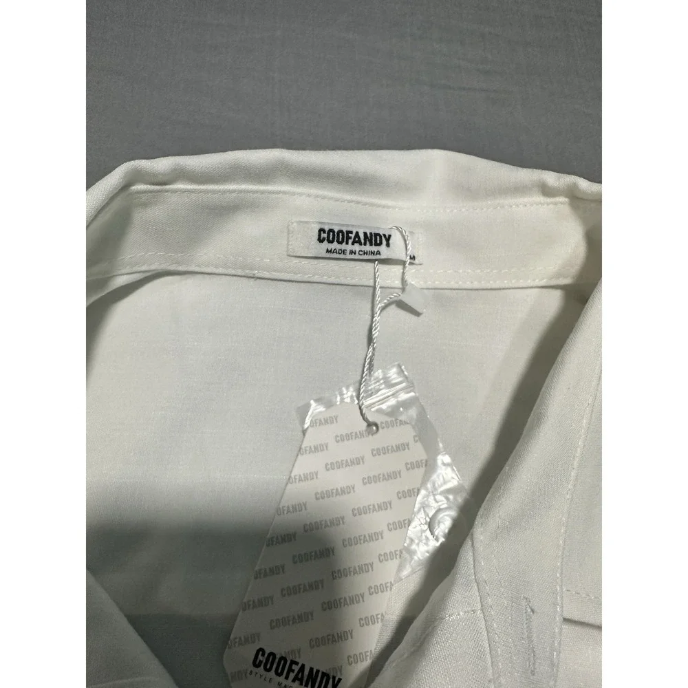 NWT Coofandy White Long Sleeve Button Up‎ M